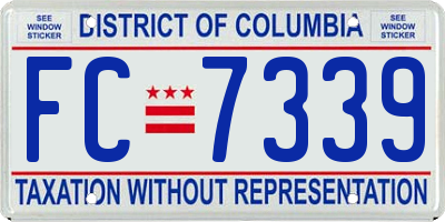 DC license plate FC7339