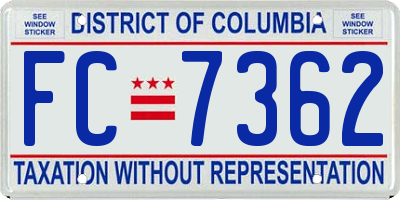 DC license plate FC7362