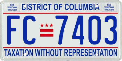 DC license plate FC7403