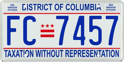 DC license plate FC7457