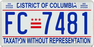 DC license plate FC7481