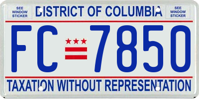 DC license plate FC7850