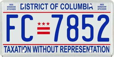 DC license plate FC7852