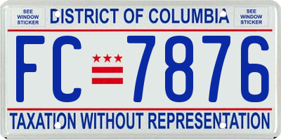 DC license plate FC7876