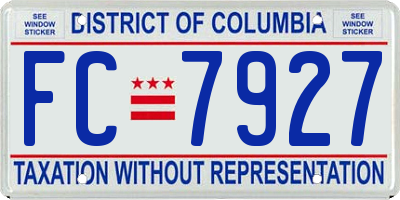 DC license plate FC7927