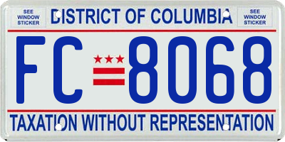 DC license plate FC8068