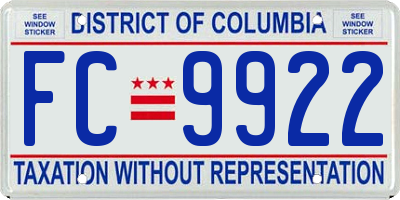 DC license plate FC9922