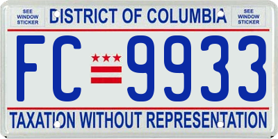 DC license plate FC9933