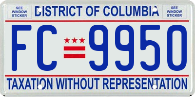 DC license plate FC9950