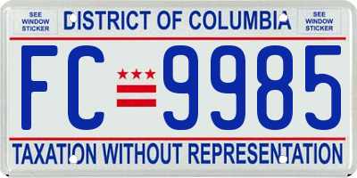 DC license plate FC9985