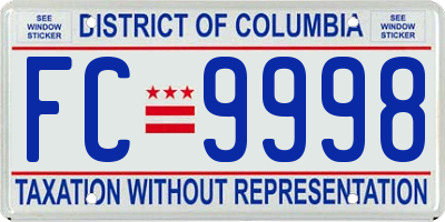 DC license plate FC9998