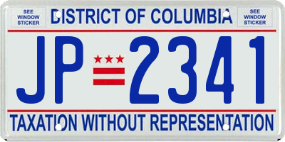 DC license plate JP2341