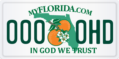 FL license plate 0000HD