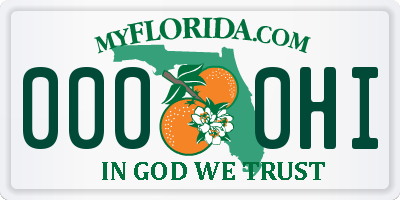 FL license plate 0000HI