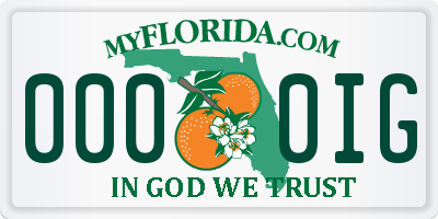 FL license plate 0000IG