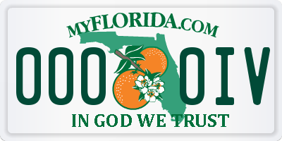 FL license plate 0000IV