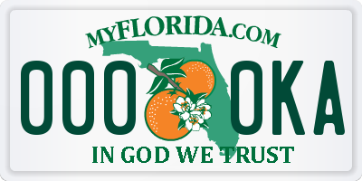 FL license plate 0000KA