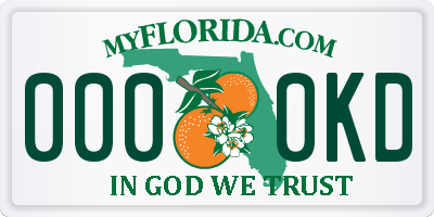 FL license plate 0000KD