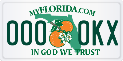FL license plate 0000KX