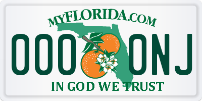 FL license plate 0000NJ