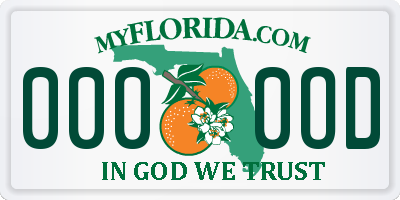 FL license plate 0000OD