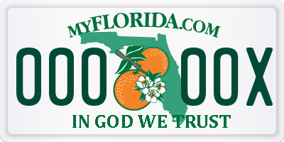FL license plate 0000OX