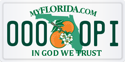FL license plate 0000PI