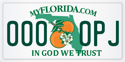 FL license plate 0000PJ