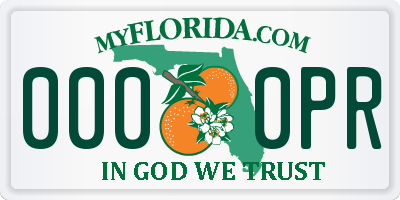 FL license plate 0000PR
