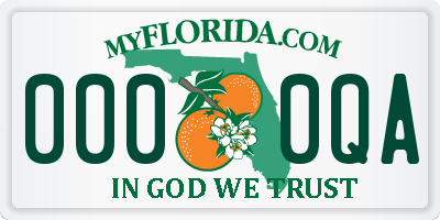 FL license plate 0000QA
