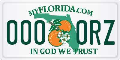 FL license plate 0000RZ