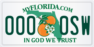 FL license plate 0000SW