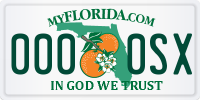 FL license plate 0000SX