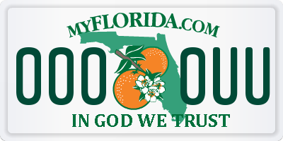 FL license plate 0000UU