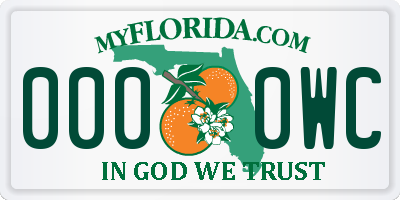 FL license plate 0000WC