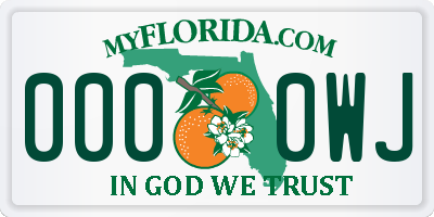 FL license plate 0000WJ