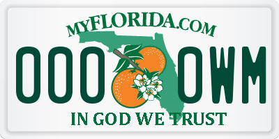 FL license plate 0000WM