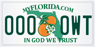 FL license plate 0000WT