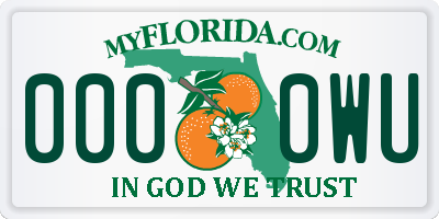 FL license plate 0000WU