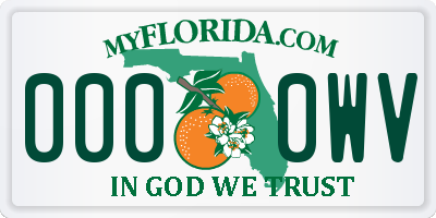 FL license plate 0000WV