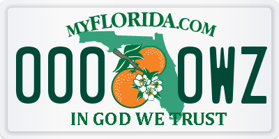 FL license plate 0000WZ