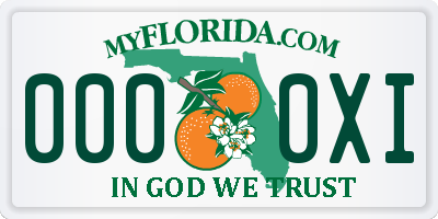 FL license plate 0000XI