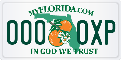 FL license plate 0000XP