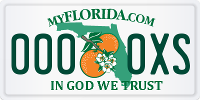FL license plate 0000XS