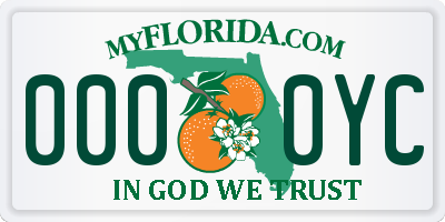 FL license plate 0000YC