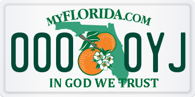 FL license plate 0000YJ