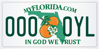 FL license plate 0000YL