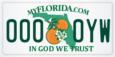 FL license plate 0000YW