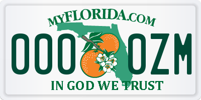 FL license plate 0000ZM