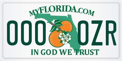 FL license plate 0000ZR